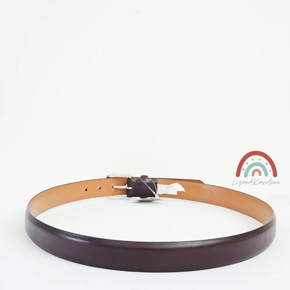 New! J. Crew Leather Round Buckle Dress Belt in Maple